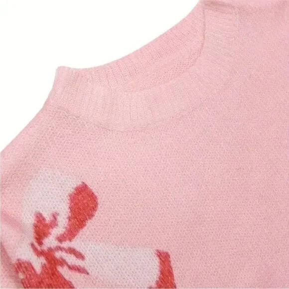 Pink Lush Bow Knot Pattern Sweater - Picture 3 of 4